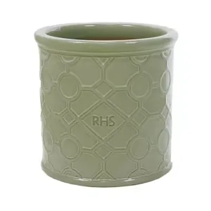 Woodlodge 37cm Mint Green RHS Cylinder Lattice Glazed Pot