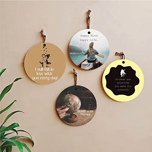 woopme® 4 PCs Positive Quotes Printed Wall Hanging For Home Living Room Restaurant Hall Wall Decor (8 x 8 Inch)