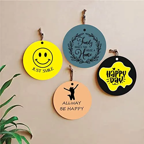 woopme® 4 PCs Positive Quotes Printed Wall Hanging For Home Office Restaurant Hall Wall Decor (8 x 8 Inch)