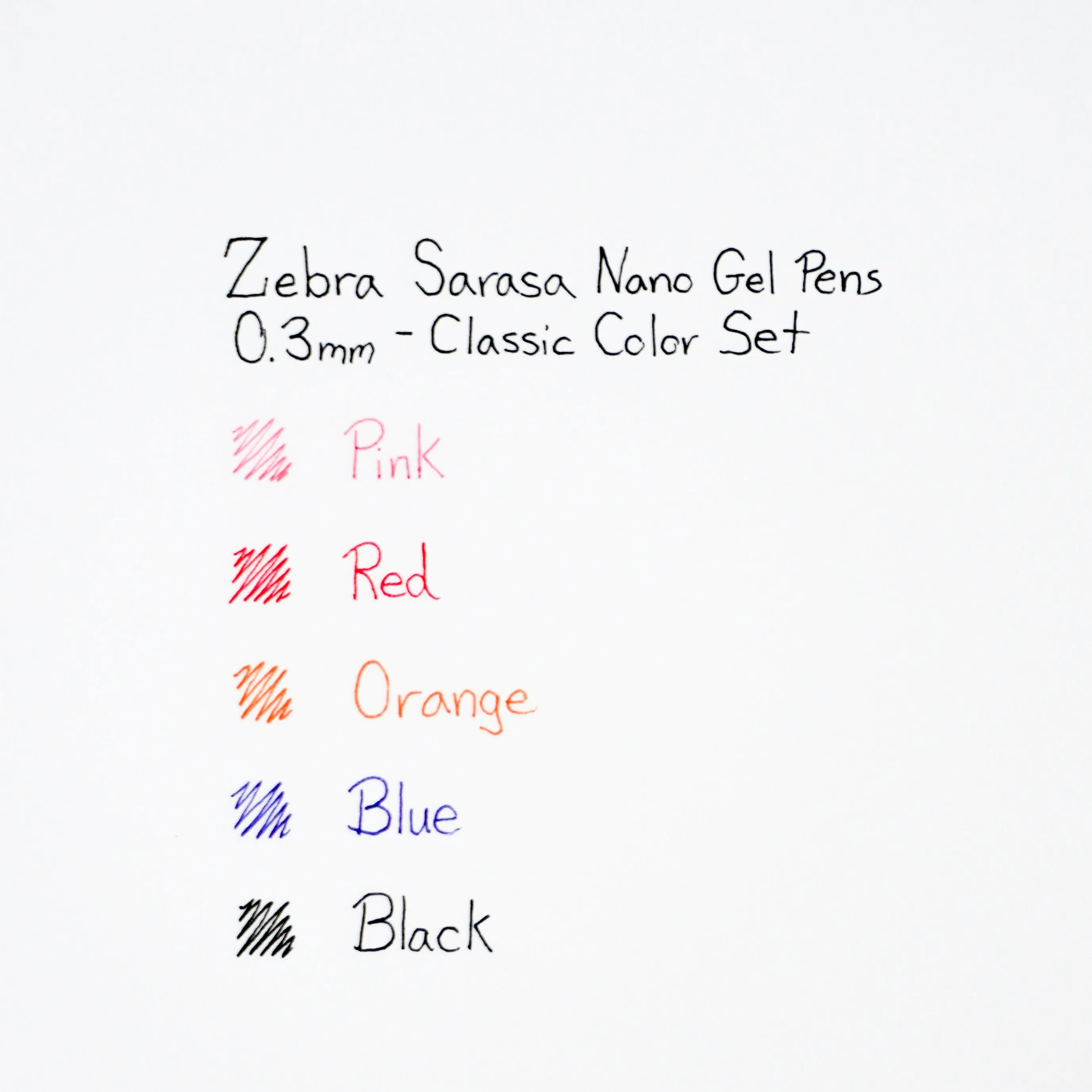 Zebra Sarasa Nano Gel Pen 5 Color Set (0.3mm) - Basic Colors