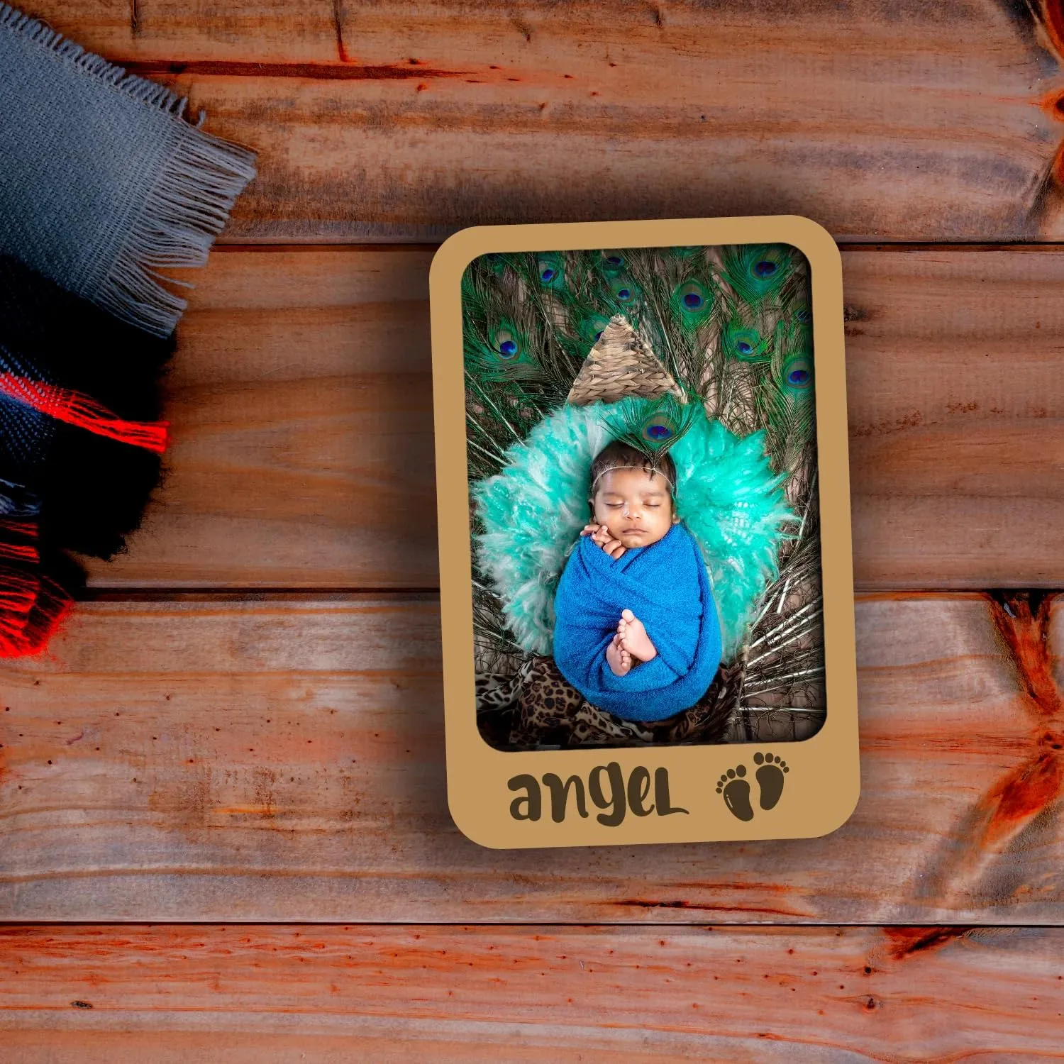 Zingy Gifts Personalized Wooden Baby Photo Fridge Magnets Set of 2